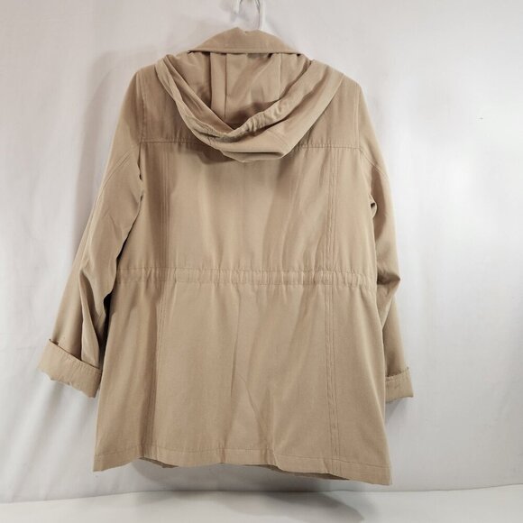 London Fog Sport Trench Coat Beige Size Large Womens Hooded - Picture 2 of 11